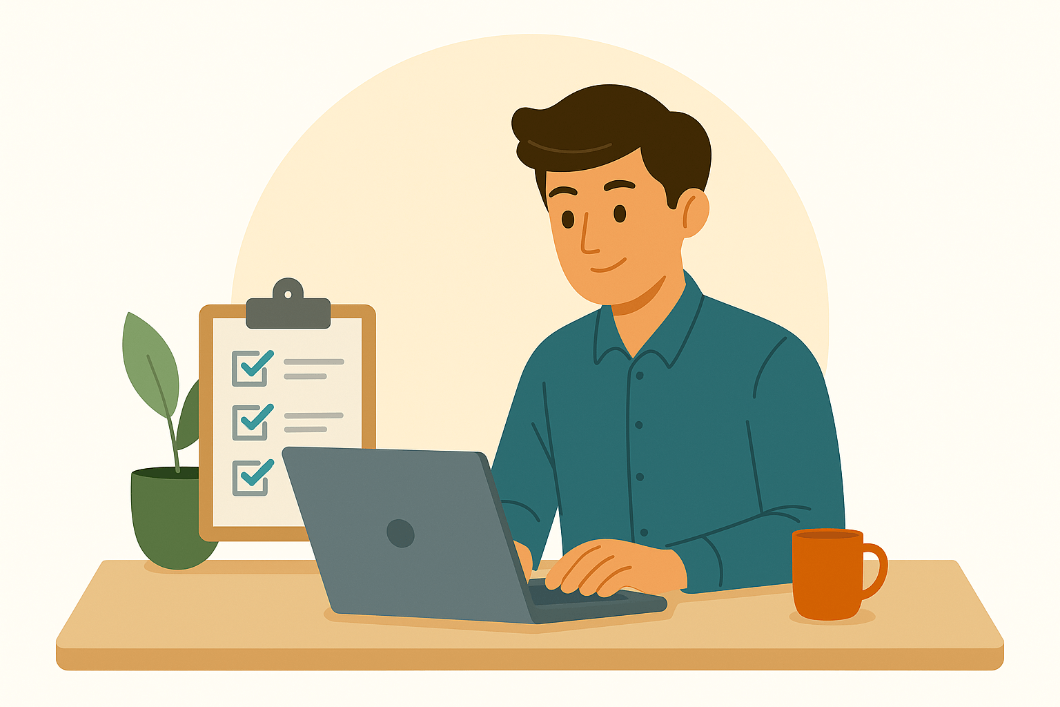 Femeie la birou se înscrie la cursul de contabilitate